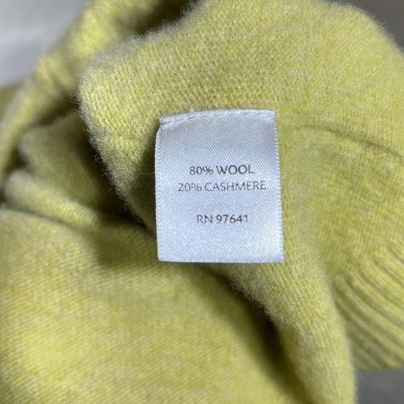 J. Jill Women’s Sweater Cashmere Wool Blend Lime Green Size L Italian Yarn READ - Picture 4 of 7